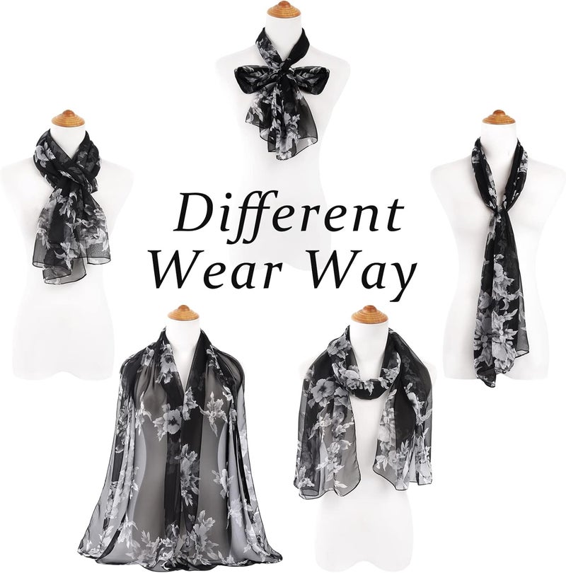 E-Clover Women Soft Floral Print Shawl Chiffon Sheer Scarf - Image 4